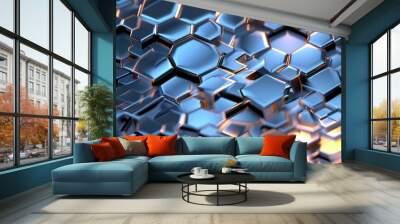 Metallic honeycomb structure with reflective surfaces Wall mural