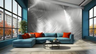 Smooth, brushed steel surface with radial patterns Wall mural