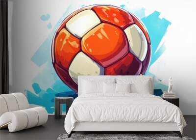 2D Cartoon Icon Illustration of a Fantasy Soccer Ball Wall mural