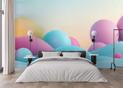 Abstract 3D design backdrop featuring a 2D cartoon illustration Wall mural