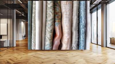 Assortment of pale fabrics Wall mural