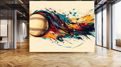 Colorful abstract typography representing the concept of baseball Wall mural