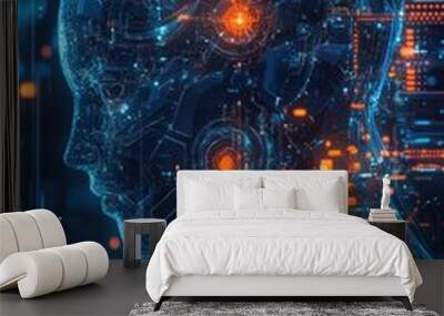 Futuristic artificial intelligence design showcasing advanced technology concepts Wall mural