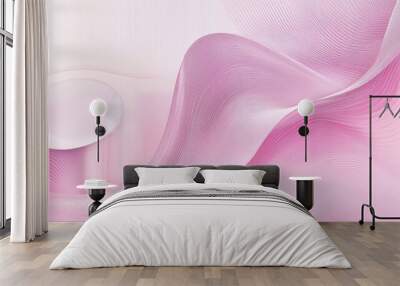 Pale pink digital abstract background featuring curved lines for creative use Illustration Wall mural