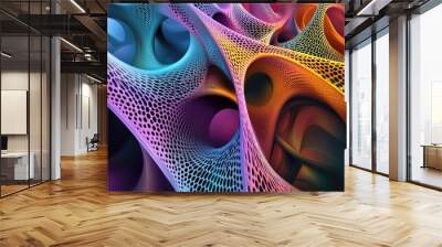 Vibrant abstract fractal design with a spotted background rendered in three dimensional graphics Wall mural