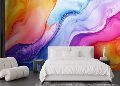 Vibrant Dye Artwork Stunning Fantasy Art with Texture Colorful Illustrative Design Ink Textured Background Floral Acrylic Fabric Design Enchanting Fashion Paint Watercolor Texture Wall mural