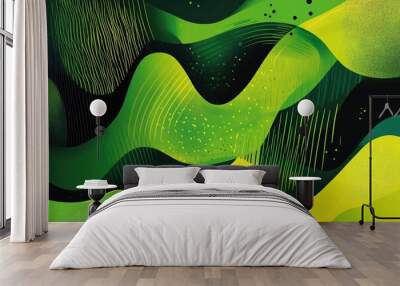 Vibrant green backdrop abstract modern style illustration Wall mural