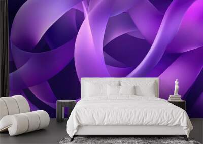 Vibrant purple digital background featuring interwoven curved shapes Illustration Wall mural