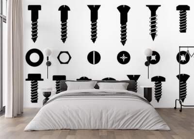 Set of screws, vector Wall mural