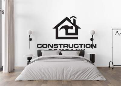 simple minimalist Construction for Repair House logo design Wall mural