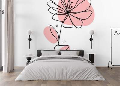 Hand drawn flat design simple flower outline Wall mural