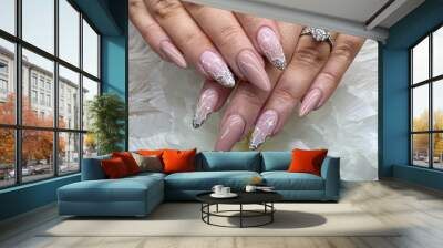 Elegant Manicured Hands with Glossy Nails
 Wall mural