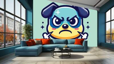 A cartoon mascot of an angry cute dog Wall mural