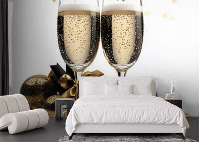 Celebrate with Sparkling Champagne and Gold Ornaments. Wall mural