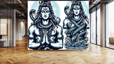 Lord Mahadev, vector art by AI generative Wall mural