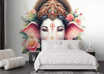 Watercolor Lord Ganesh background image Wall mural