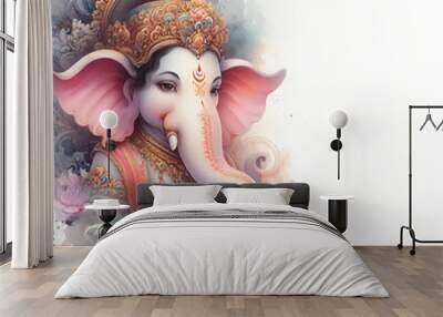 Watercolor Lord Ganesh background image Wall mural