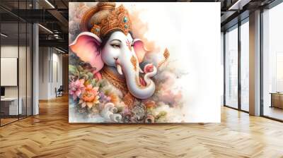 Watercolor Lord Ganesh background image Wall mural