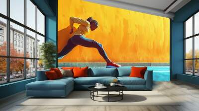 A person stretching before a workout session Wall mural