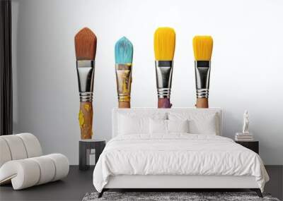 Paintbrushes, isolate on white background, dicut PNG style Wall mural