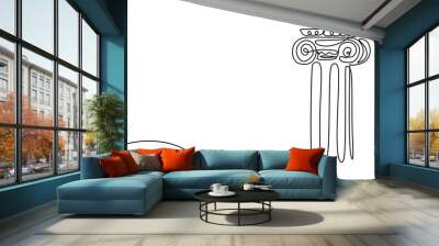 Greek column one continuous line drawing. Wall mural