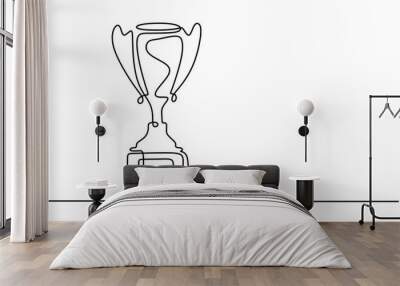 one line drawing of winner trophy minimalism object design vector illustration Wall mural