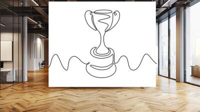 one line drawing of winner trophy minimalism object design vector illustration Wall mural