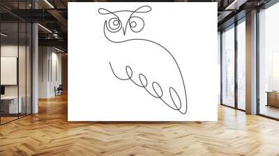 Owl one line drawing vector. Minimalism style of bird logo icon silhouette with continuous single hand drawn minimalist and simplicity style isolated on white background. Wall mural