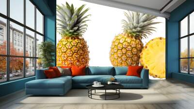 tropical pineapple isolated on white background. transparent background Wall mural