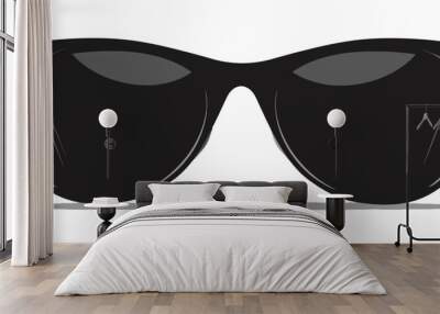 a pair of black sunglasses on a white background Wall mural