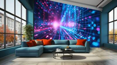 an abstract background with bright lights and lines Wall mural