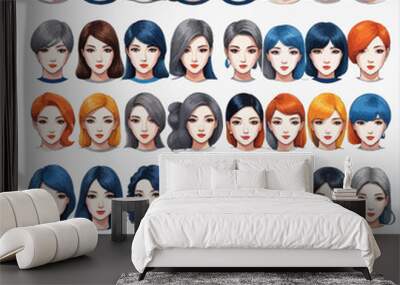 a group of women with different colored hair Wall mural