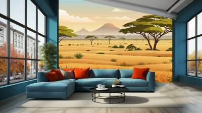 Desert landscape with sand dunes and trees Wall mural