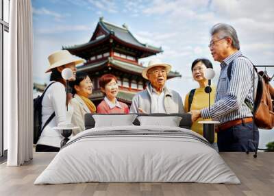 Asian Tour Guide Sharing Local History
 Wall mural