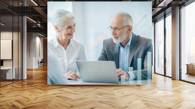 Background Featuring a Financial Advisor and Client Discussing Retirement Plans with Income Protection Graphs
 Wall mural