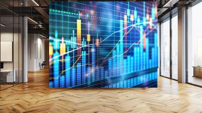 Close-up of Financial Charts: High-resolution images focusing on detailed financial charts, graphs, and diagrams, representing market trends, stock performance, and financial analysis.	
 Wall mural