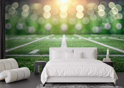 Football Field Blur: A green blurred background with subtle white lines, mimicking an American football field.
 Wall mural