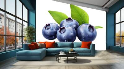 Blueberry isolated on transparent background. Fresh raw organic fruitisolated -  Generative AI Wall mural