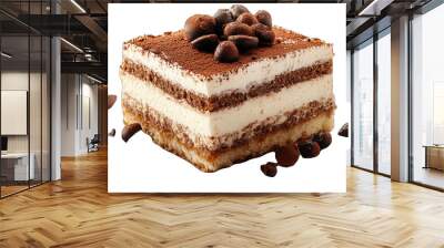 Tiramisu isolated on white or transparent Wall mural