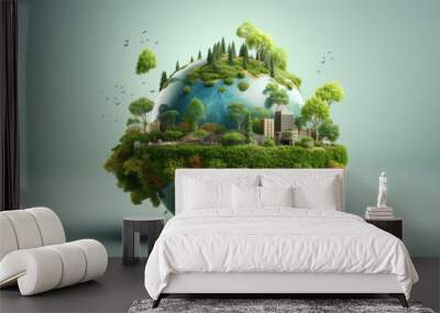 world environment and earth day concept with globe, nature and eco friendly environment. generative  Wall mural