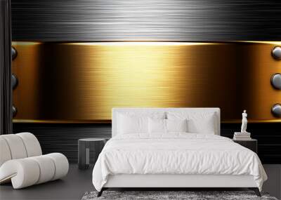 Gold Metal Plate With Brushed Texture. Wall mural