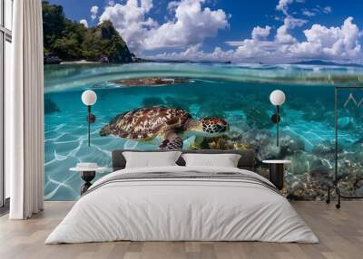 Beautiful beach and sea landscape background Wall mural