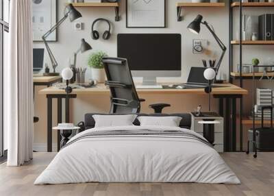 Workplace, office, work at home, modern furniture, Wall mural