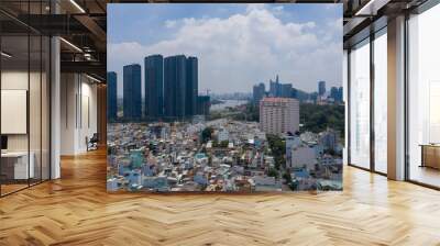 Top view of Ho Chi Minh City (Saigon) in the evening. Wall mural