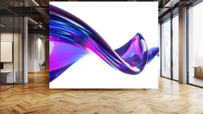 3d modern wave gradient blue and purple isolated on transparent background Wall mural