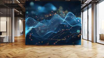 Abstract background, dots, wave, glitters Wall mural