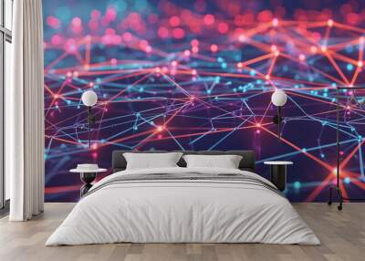 Abstract digital background, data transfer in cyberspace, futuristic technology concept. Wall mural