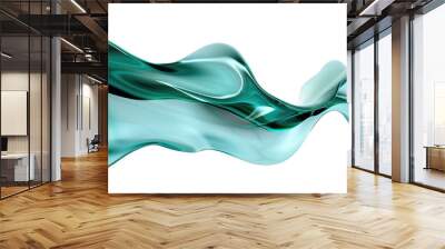 Abstract turquoise and blue liquid wave on a transparent background. Wall mural