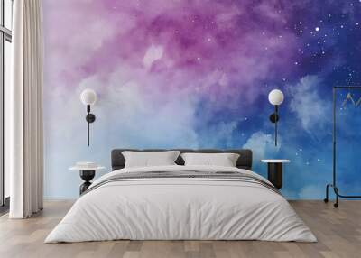 An abstract background featuring a watercolor night sky with stars, watercolor, night, sky Wall mural