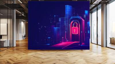 cyber security, cybersecurity, cyber security awareness, lock Wall mural